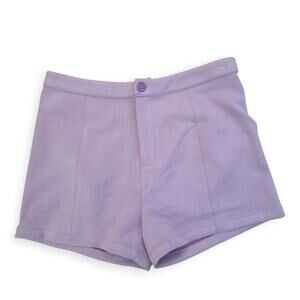 Kori America Faux Suede Velour Lilac Purple High Waist Shorts Women Sz L